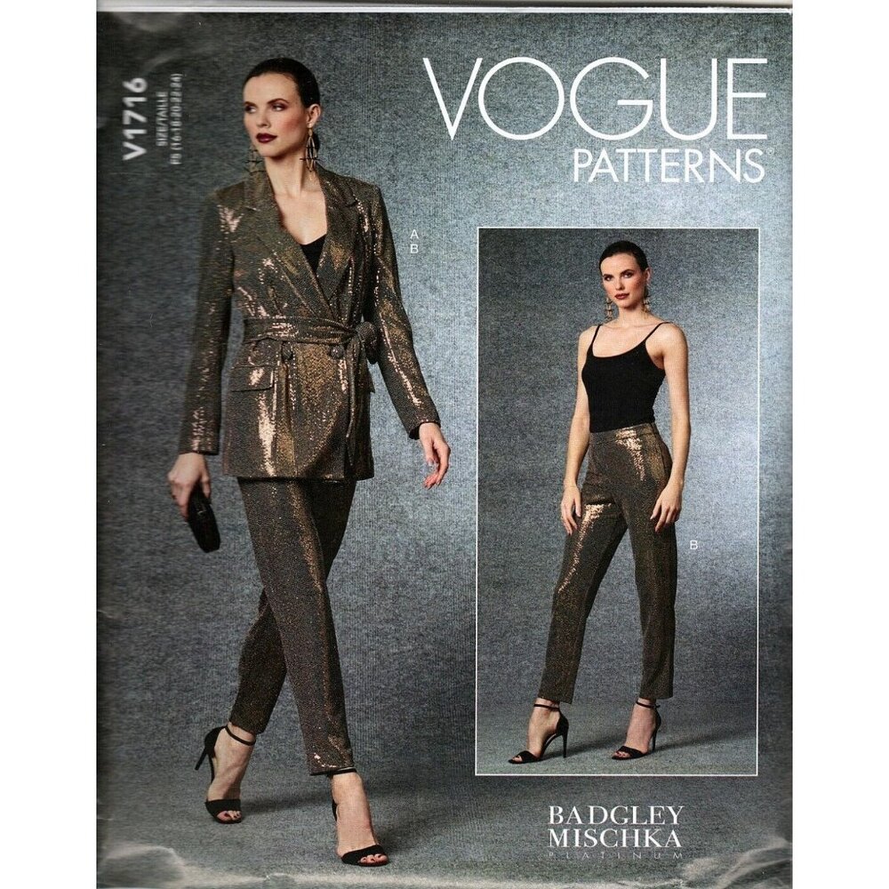 Vogue V1716 Misses 16 to 24 Badgley Mischka Jacket and Pants Sewing Pattern